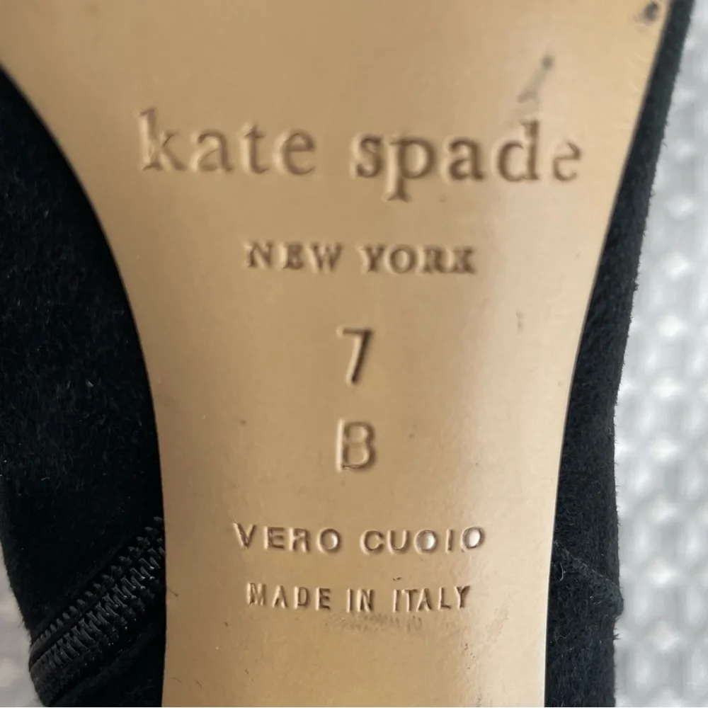 KATE SPADE Netta Gold & Black Suede Ankle Booties Women’s Size 7B Italy #700 - Picture 11 of 13